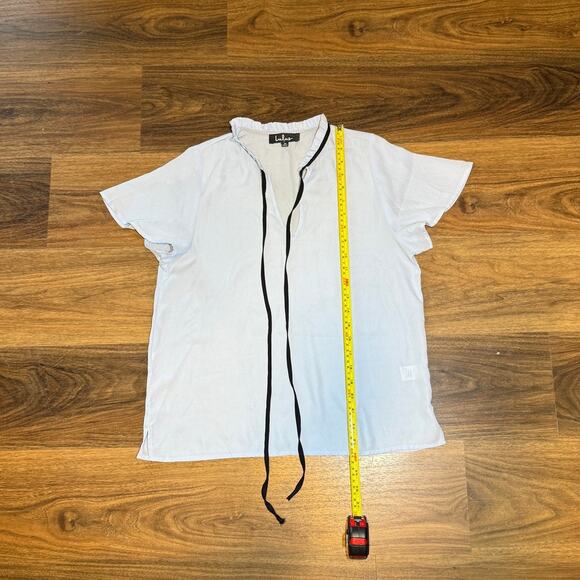 Lulus Blouse Top Women M Light Blue Relaxed Fit Tie Neck Casual Dressy - Picture 7 of 7